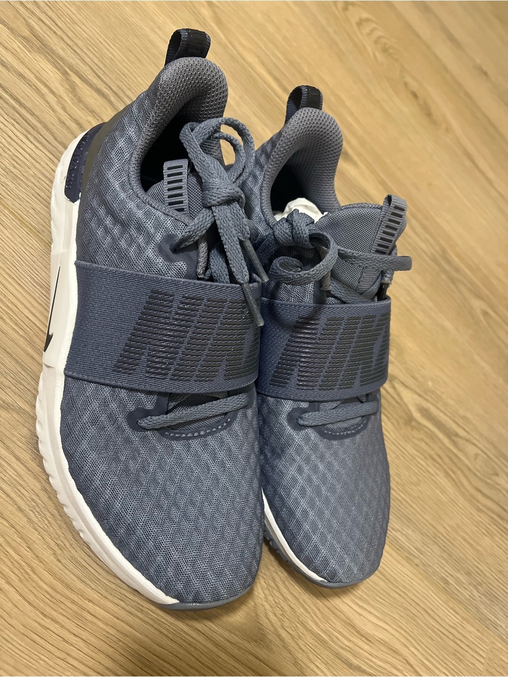 Nike Kids Gray Blue Slip-On Athletic Sneakers with Strap